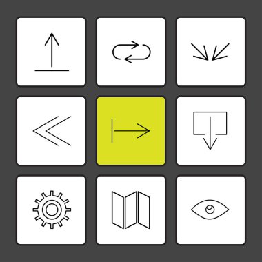 oklar yön işaretçiler yaratıcı simgeler ayarla, düz özel koleksiyon vektör