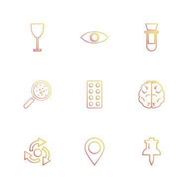 Daire basit app simgeleri, vektör çizim ile beyaz bayrak