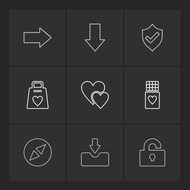 Farklı amblem, düz siyah arka plan üzerine app simgeler vektör