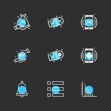 siyah arka plan üzerine minimalist düz app simgeleri