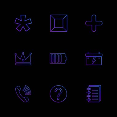 siyah arka plan daire basit app simgeler, vektör çizim ile