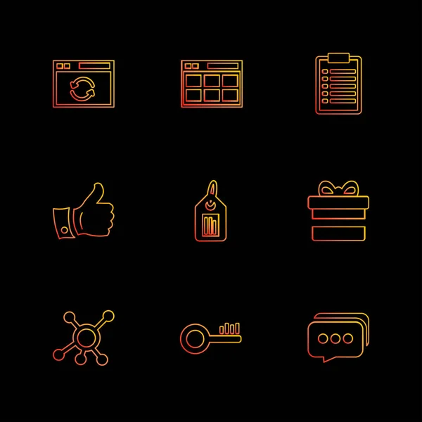 Colección Iconos Aplicaciones Simples Sobre Fondo Negro Ilustración Vectorial Plana — Vector de stock