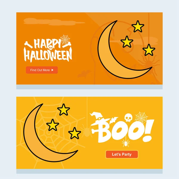 Happy Halloween Einladungsdesign Mit Mondvektor — Stockvektor