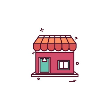Dükkanı simgesi tasarım, renkli vektör çizim