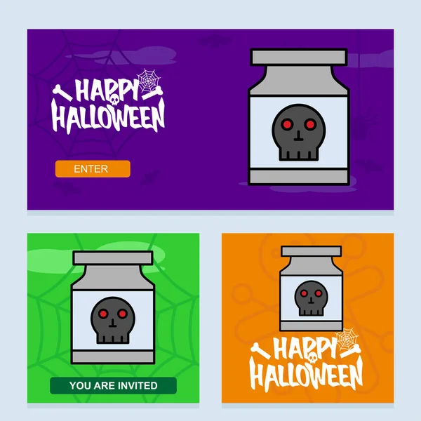 Feliz Halloween Invitación Diseño Con Vector Veneno — Vector de stock