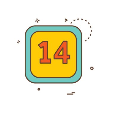 14 Tarih Takvimi simge tasarım vektörü