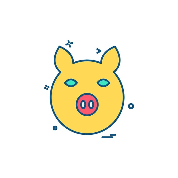 Pig Icon Design Colorful Vector Illustration — Stock Vector
