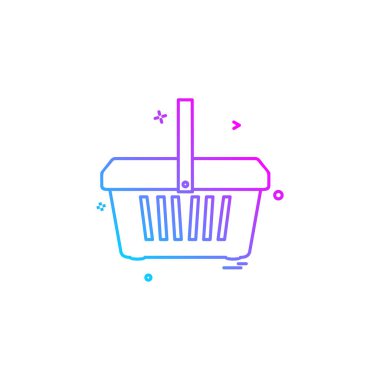 Sepeti simgesi tasarım, renkli vektör çizim