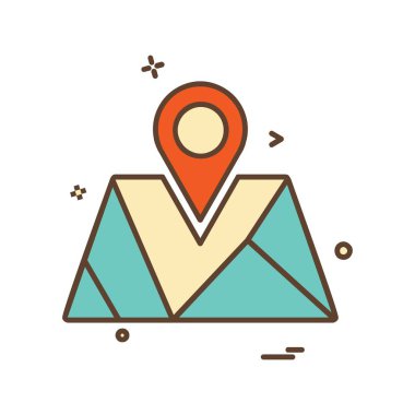 Gezinti simgesi tasarım, renkli vektör çizim