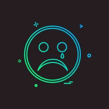 Üzgün emoji simgesi tasarım, renkli vektör çizim
