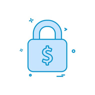 kilit Doları para simge vektör tasarımı