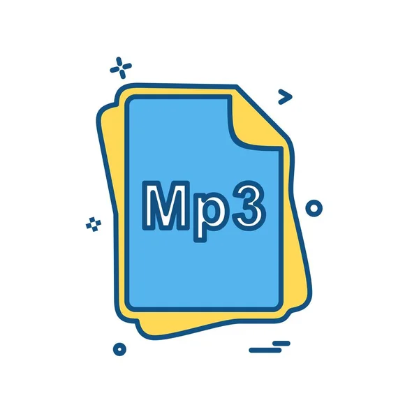 Tipo File Mp3 Icon Design Vector — Vettoriale Stock