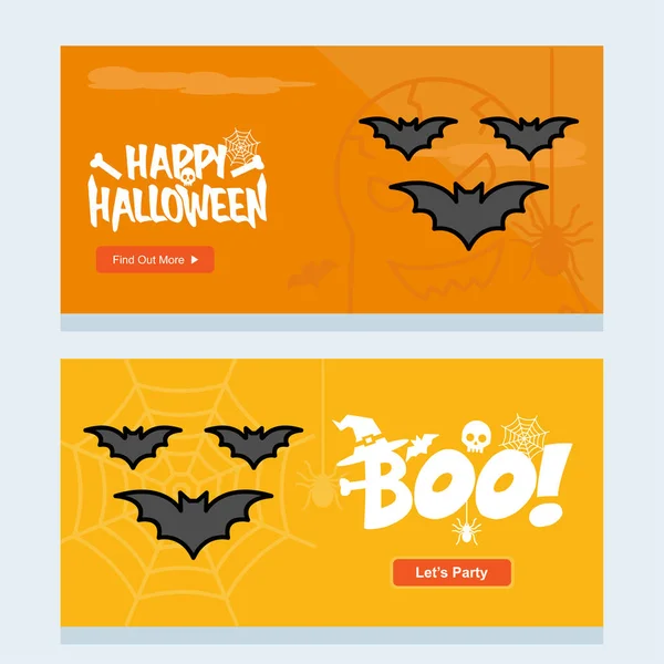 Feliz Halloween Diseño Invitación Con Vector Murciélagos — Vector de stock