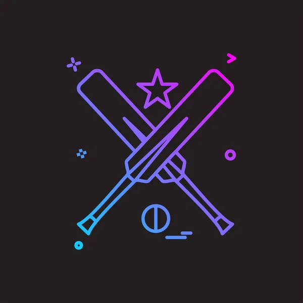 Bola Murciélago Estrella Icono Cricket Diseño Vectores — Vector de stock