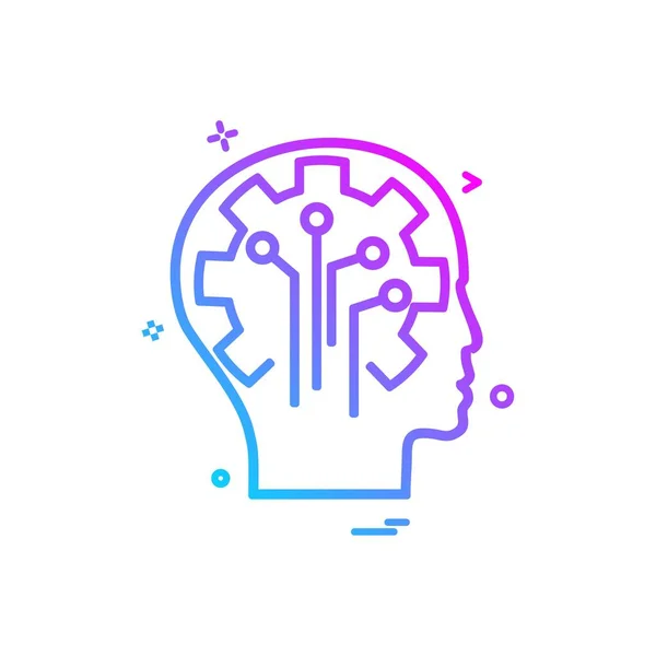 Künstliche Gehirnschaltung Intelligenz Ikone Vektor Design — Stockvektor