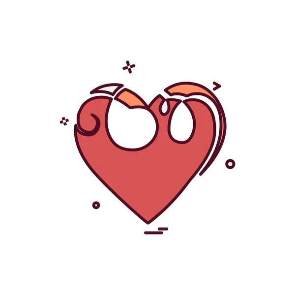 Heart Icon Design Illustrazione Vettoriale San Valentino — Vettoriale Stock