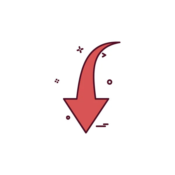 Flecha Abajo Icono Diseño Vector — Archivo Imágenes Vectoriales