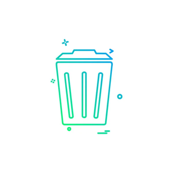Trash Icon Design Bunte Vektorillustration — Stockvektor