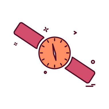 Saat simgesi tasarım, renkli vektör çizim