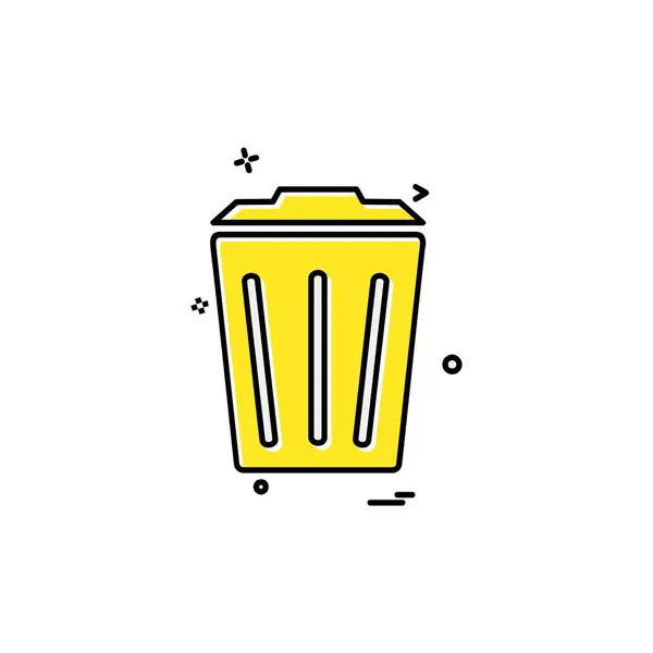 Trash Icon Design Bunte Vektorillustration — Stockvektor