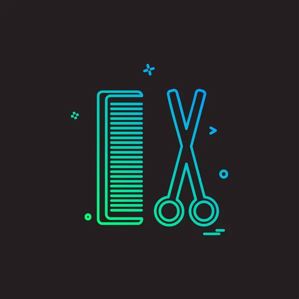 Comb Scissors Icon Design Vector Illustration — Stock Vector