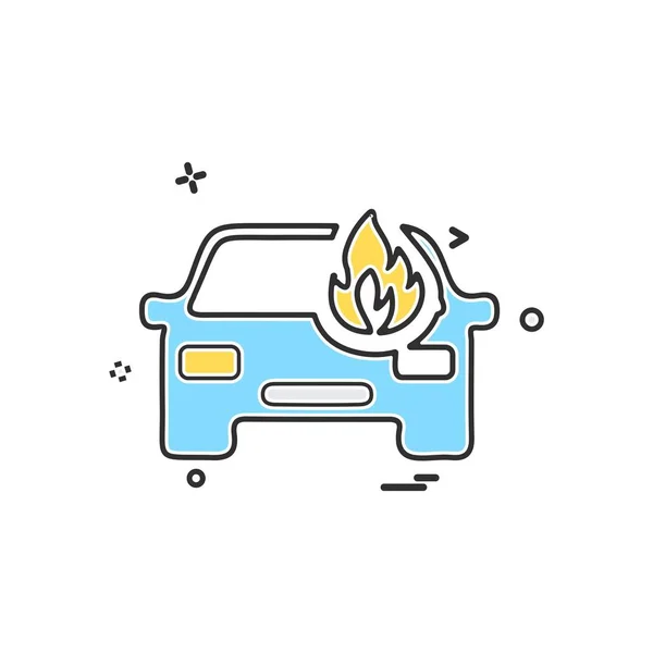 Coche Fuego Icono Diseño Vector — Vector de stock