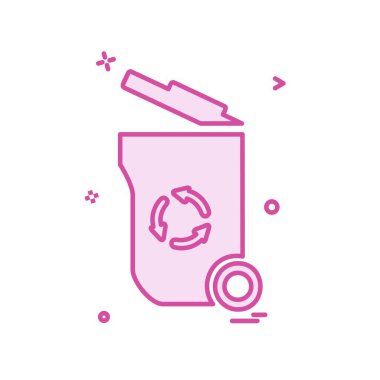 Çöp kutusu simgesi tasarım, renkli vektör çizim