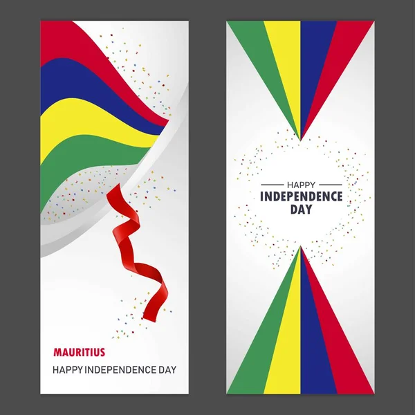 Dag Van Onafhankelijkheid Van Mauritius Gelukkig Confetti Feest Achtergrond Verticale — Stockvector