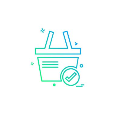 Sepeti simgesi tasarım, renkli vektör çizim