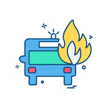 İtfaiye aracı simgesi tasarım vektörü