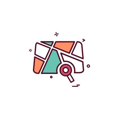 GPS konumu harita seyahat yön simge vektör tasarımı