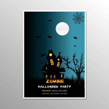 Mutlu Cadılar Bayramı Zombi parti davetiye kartı tasarlamak vektör 