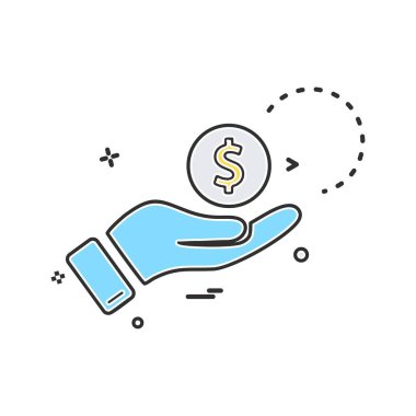 Dolar simgesi tasarım, renkli vektör çizim