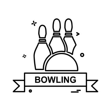 Bowling simgesi tasarım, renkli vektör çizim