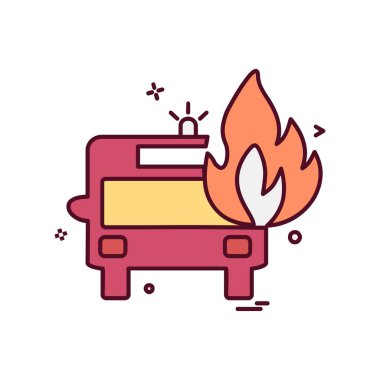 İtfaiye aracı simgesi tasarım vektörü