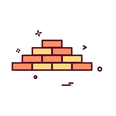 Duvar simgesi tasarım, renkli vektör çizim