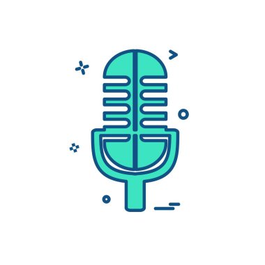 Mikrofon simgesi tasarım, renkli vektör çizim