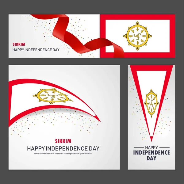Šťastný Den Nezávislosti Sikkim Banner Nastavit Pozadí — Stockový vektor