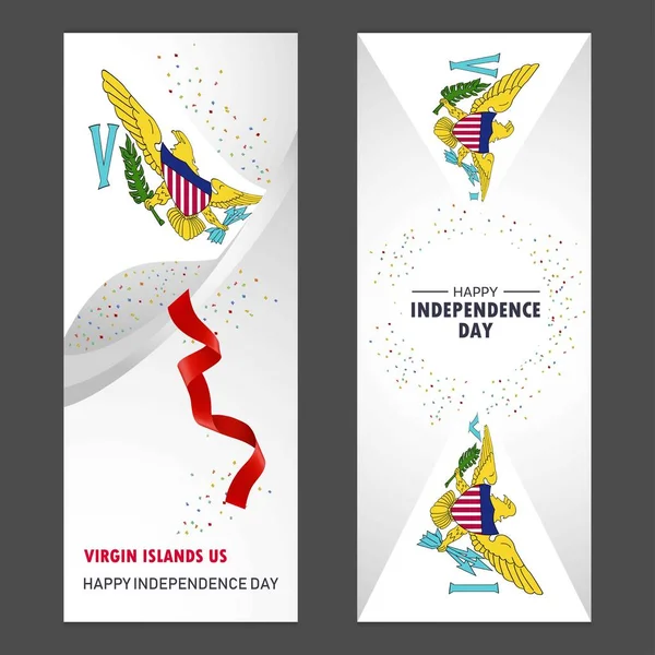 Îles Vierges Américaines Joyeuse Fête Indépendance Confetti Fond Vertical Banner — Image vectorielle