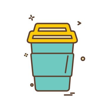 Çöp kutusu simgesi tasarım, renkli vektör çizim