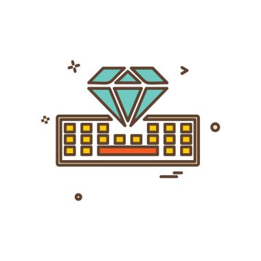 Klavye simgesi tasarım, renkli vektör çizim