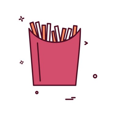 Patates kızartması simge vektör çizim düz 