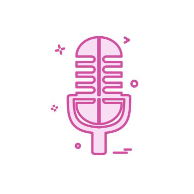 Mikrofon simgesi tasarım, renkli vektör çizim