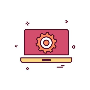 dizüstü bilgisayar ayarı dişli simge vektör tasarımı