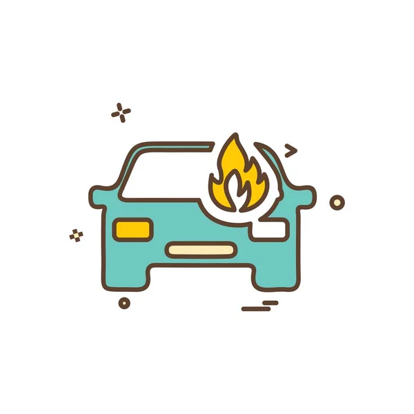 Wektor Projektowania Ikony Pożaru Samochodu — Wektor stockowy