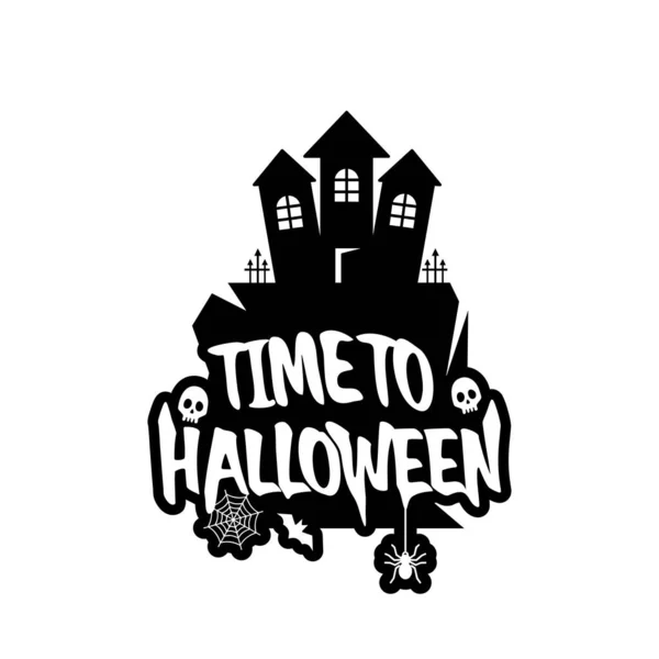 Halloween Design Con Tipografia Sfondo Bianco Vettoriale Illustrazione — Vettoriale Stock