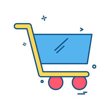 Sepeti simgesi tasarım, renkli vektör çizim