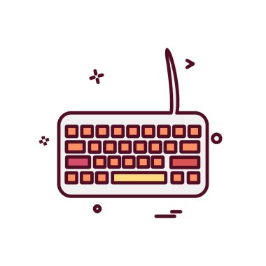Klavye simgesi tasarım, renkli vektör çizim