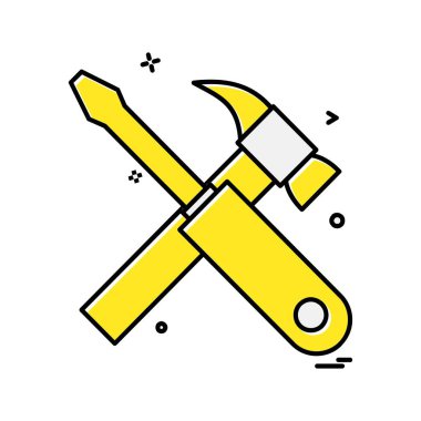 Çalışma araçlar simgesi tasarım, renkli vektör çizim 