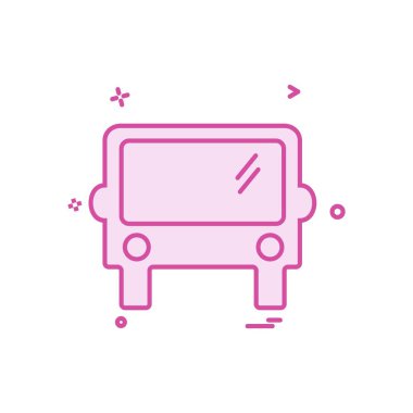 Otobüs simgesi tasarım, renkli vektör çizim